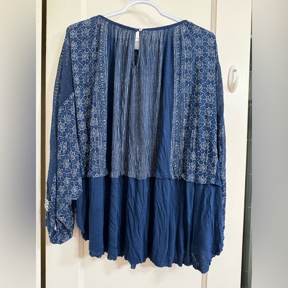 Free People Blue Indigo Dreams Embroidered Tunic Dress Top NWT - Picture 10 of 10